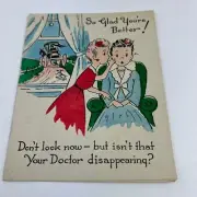 Unused Vintage 40s FUNNY ADULT GET WELL Card Girls Gossip