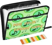 Custom File Folders Expanding 13 Pockets A4 Letter Size Personalized Accordion File Organizer with Zipper Closure for Classroom Home Office Travel Black and Green Note expando