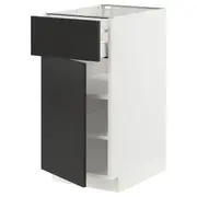 METOD / MAXIMERA base cabinet with drawer/door, white/Nickebo matt anthracite, 40x60x80 cm