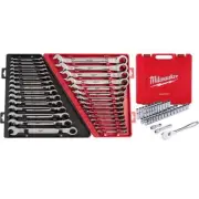 Milwaukee Ratcheting Wrench and Socket Mechanic Set 1/2" Drive Metric (77-Piece)