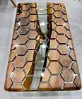 Hexagon Honeycomb Design Clear Epoxy Table , Coffee, Center Table , Dining Table