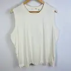 tasc Organic Cotton & Bamboo Varsity Tank Womens L Top Ivory