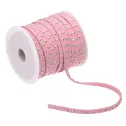 65.6ft Studded Faux Suede Cord Rope 5mm with Rivets, Pink Silver