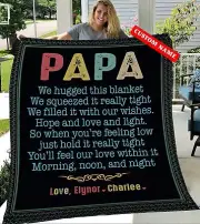 Papa Vintage Blanket, Grandpa blanket, Personalized name blanket, Blanket