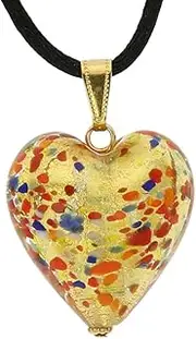 GlassOfVenice Murano Glass Heart Pendant - Multicolor Confetti