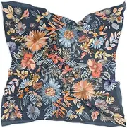 [sanluoli] Boho Style Flower Floral Black square silk scarf pashmina funky for men for winter bufandas para mujer para frio, Boho Style Flower Floral Black