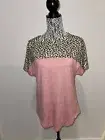 Roma NWT Size M Top Shirt Blouse Pink Stretchy Animal Print Color Block