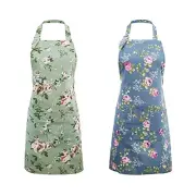 Kitchen Aprons for Women, 2 Pack Floral Aprons with 2 Pockets, Vintage Chef
