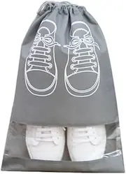 [ASEANAO] 5 Pcs Shoe Bags for Travel, Portable Shoe Bags with Clear Window, Large Drawstring Dustproof Travel Shoe Storage Bag for Men & Women,gray, Grey, Shoe Bags