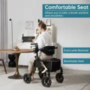 10” Deluxe ELENKER Rollator Walker Medical Aid Wheelchair Transport Chair Stand
