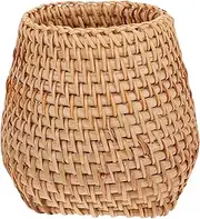 Indoor Plant Pot 1pc Rattan Storage Tube Wooden Student Simple Container Box Makeup Organiser Storage/1 (Color : Khaki Square Circle, Size : 9X9X10CM)