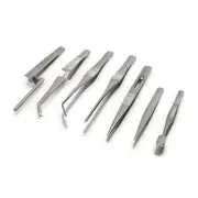 Steelman 7 Piece Stainless Steel Tweezer Forceps Set with Storage Case 05600