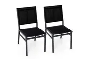 Costway Outdoor Aluminum Patio Chair Set of 2 Outdoor Armless Dining Chair Black