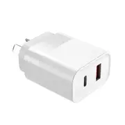 GaN 20W USB C / USB A Wall Charger with Power Delivery and QC3.0