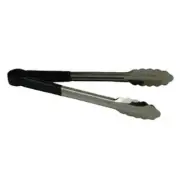 Thunder Group SLTG812K 12"L Stainless Steel Black Handle Utility Tongs