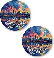 [No Thorns Media] Oakland California 2 Pack Pinback Buttons 2.25" Fun Pins for Clothes, Backpacks, Hats, and Jackets - Cartoon, Retro, and Punk Style Lapel Badges, Slogans, and Party Pins ID45000, Metal, no gemstone