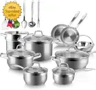 Professional Stainless Steel Induction Cookware Set, 19PC Kitchen Pots and Pans