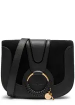 See By Chloé Hana Panelled Cross Body Bag, Suede Bag, Black One Size