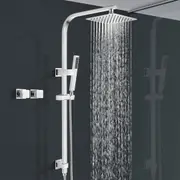 ACA Dual 200MM Shower Head SET Hand Held Sprayer Wall Arm With Square Mixer Taps