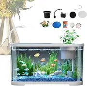 Aquarium Starter Kit - 30x20x19cm Betta Fish Tank | Strong Fish Tank Starter Kit | Decorative Desk Bowl for Betta | Fish & Aquatic Pets for Terrapin Tortoise Turtle, Household Clear Aquarium