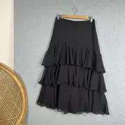 Decjuba Indie Ruffle Midi Skirt Black Size M New NWT Boho