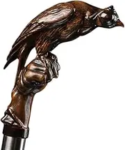 Wooden Falconry Head Engraved Hand Carved Cane - Premium Wood Carved Walking Stick Cane with Ergonomic Palm Grip Handle - 36" Brown Handmade Elegant Carved Walking Stick for Men Women