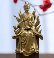 Brass Nine Tailed Fox Fairy Statue Marriage Love Mascot Feng Shui Bedroom Decor
