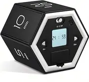 Hexagonal Gravity Induction Timer, Kitchen Timer, Digital Timer, Intelligent Timer for Cooking, Fitness, and Learning (Black)
