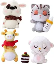 HOODANCOS 2 Sets Felting Kits for Beginners Adorable Animal DIY Craft Set Safe Comfortable Materials Present for Adults Compact Easy to Use