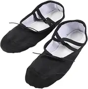 [Yardenfun] 1 Pair Boys and Girls Adults Slip Ballet Shoes Simple Canvas Size 39 Elastic Band Yoga Folk Modern Ballroom Jazzze Dance Shoes Black