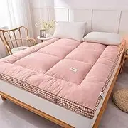 Japanese Folding Futon Mattress, Thick, Comfortable, Soft Floor, Portable, Guest Bed, Camping, Breathable Floor Mattress, Pink, 90 x 200 cm(E,150x200cm)
