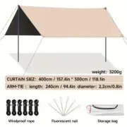 Outdoor camping square sky curtain, black glue sky curtain