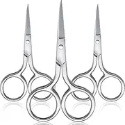 3 Pairs Nose Hair Scissors Facial Hair Scissors Small Scissors Stainless Steel Straight Tip Scissor for Eyebrows, Nose, Moustache, Beard (Straight Tip Scissor)