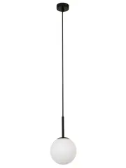 Cirque 1 Light 150mm Pendant in Black with Frosted Opal Glass