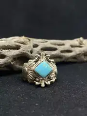 Native American Navajo Sterling Silver Sleeping Beauty Turquoise Ring Size 9