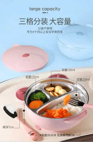 寶寶餐盤不銹鋼分格吸盤式吃飯卡通注水保溫碗輔食嬰兒童餐具套裝 {店長推薦}