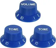 uxcell 3pcs Metric Top Hat Bell Knobs, 1 Volume 2 Tone Control Guitar Knobs Set for Electric Guitar Bass Split Shaft Pots, Blue White