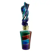 Murano Glass Perfume Bottle Multi Coloured Blue Loop Millefiori 14cm
