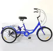 Tricycle for Adults, 20in Comfort Bicycles Bike 3Wheel+Shopping Basket Adult Tricycle High-Carbon Steel Three Wheel Cruiser Bike for Recreation Shopping Picnics Exercise
