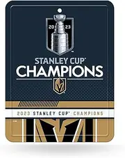 Rico Industries NHL Hockey Vegas Golden Knights 2023 Stanley Cup Champions 8.5" x 11" Carbon Fiber Metal Parking Sign - Great for Man Cave, Bed Room, Office, Home Décor
