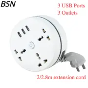 Portable Round Power Strip Extension Cord USB Port Charger Smart Home AU Plug AU