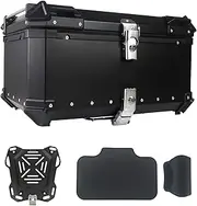 iproods 65L Motorcycle Top Case, Aluminum Alloy Universal Motorcycle Tail Box, Dual-key Storage Carrier Case Luggage Trunk (Black, 65L)