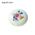 Rural Style Flower Ceramic Door Handle Cabinet Pull Vintage Cupboard Knob fe