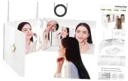 3 Way Mirror for Hair Cutting with LED,360 Trifold with Height Adjustable