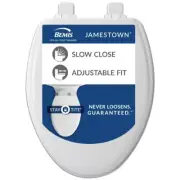 Jamestown Elongated Never Loosens Enameled Wood Closed Front Toilet Seat in Whit