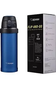 Zojirushi SM-QHE48 Flip-and-Go Stainless Mug 16- Ounce Cobalt Blue
