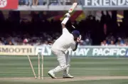 Devon Malcolm is bowled first ball by Wasim Akram and England- Old Cricket Photo
