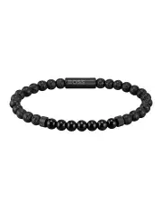 [BOSS] 1580272 Mixed Beads Stainless Steel Stone Bracelet in Black