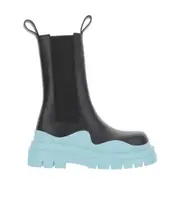 TIRE round-headed Chelsea boots 36.5 Black/Light Blue