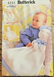 Butterick 3231 Security Baby Blanket - Angel Mouse Lamb- 25" long Sewing Pattern